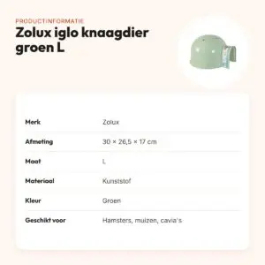 Zolux iglo knaagdier groen L 30 x 26,5 x 17 cm – kunststof huisje – productinformatie