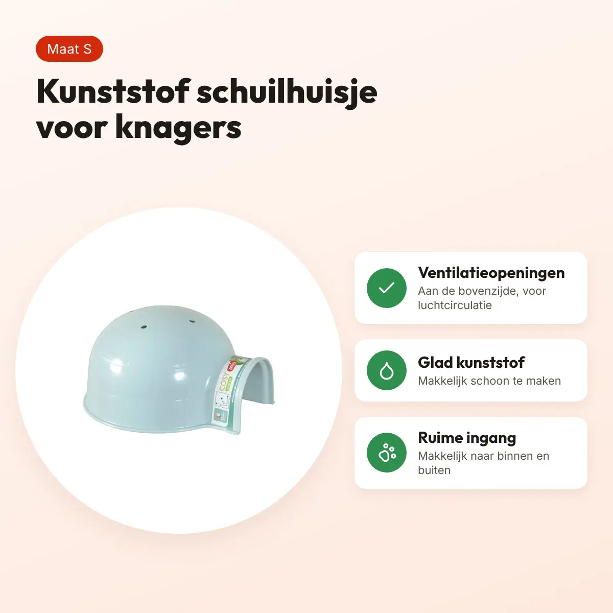 Zolux iglo voor knaagdieren kunststof blauw maat S 19 x 16,5 x 9 cm – voordelen
