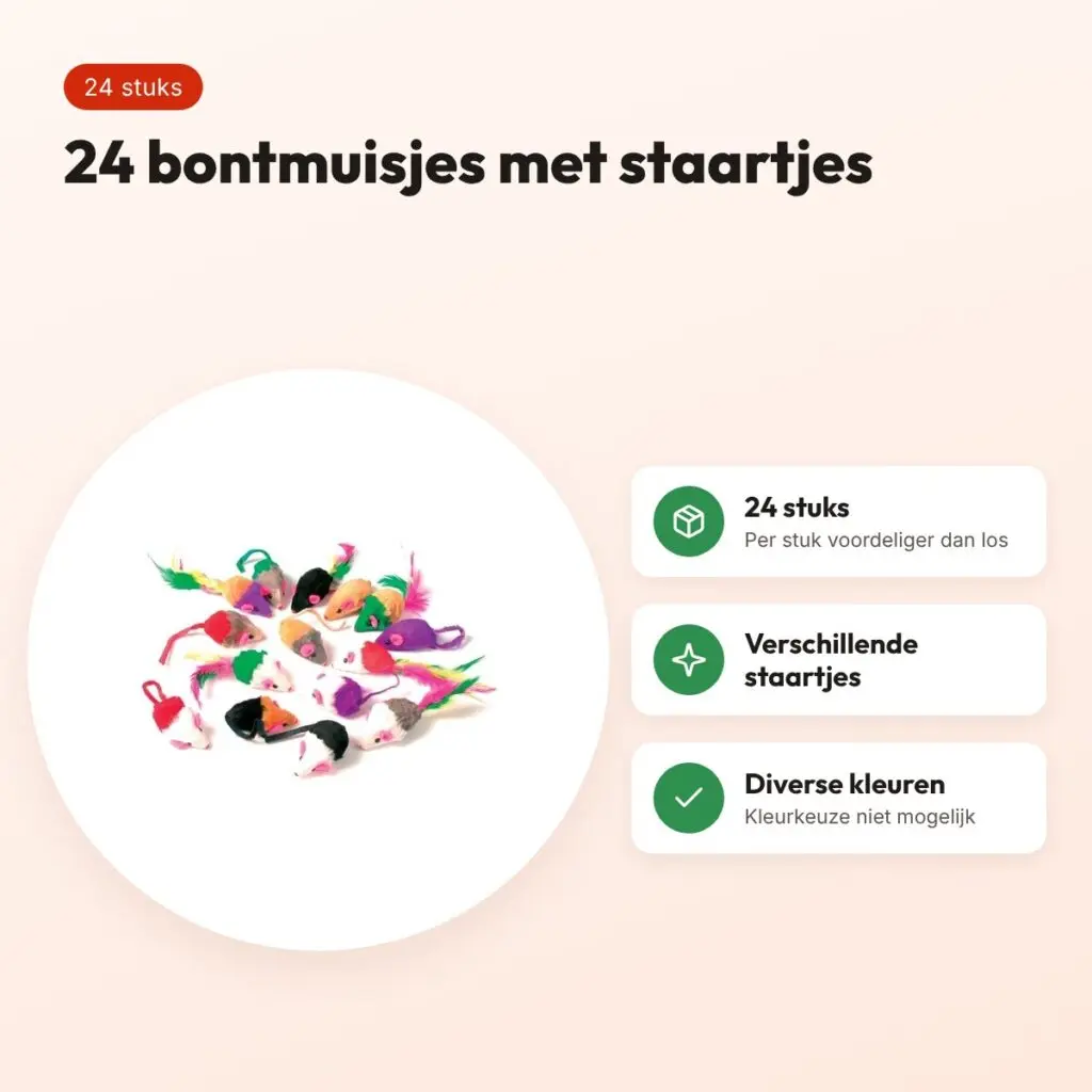 Zolux kattenspeelgoed bontmuisjes assorti – 24 stuks – voordelen