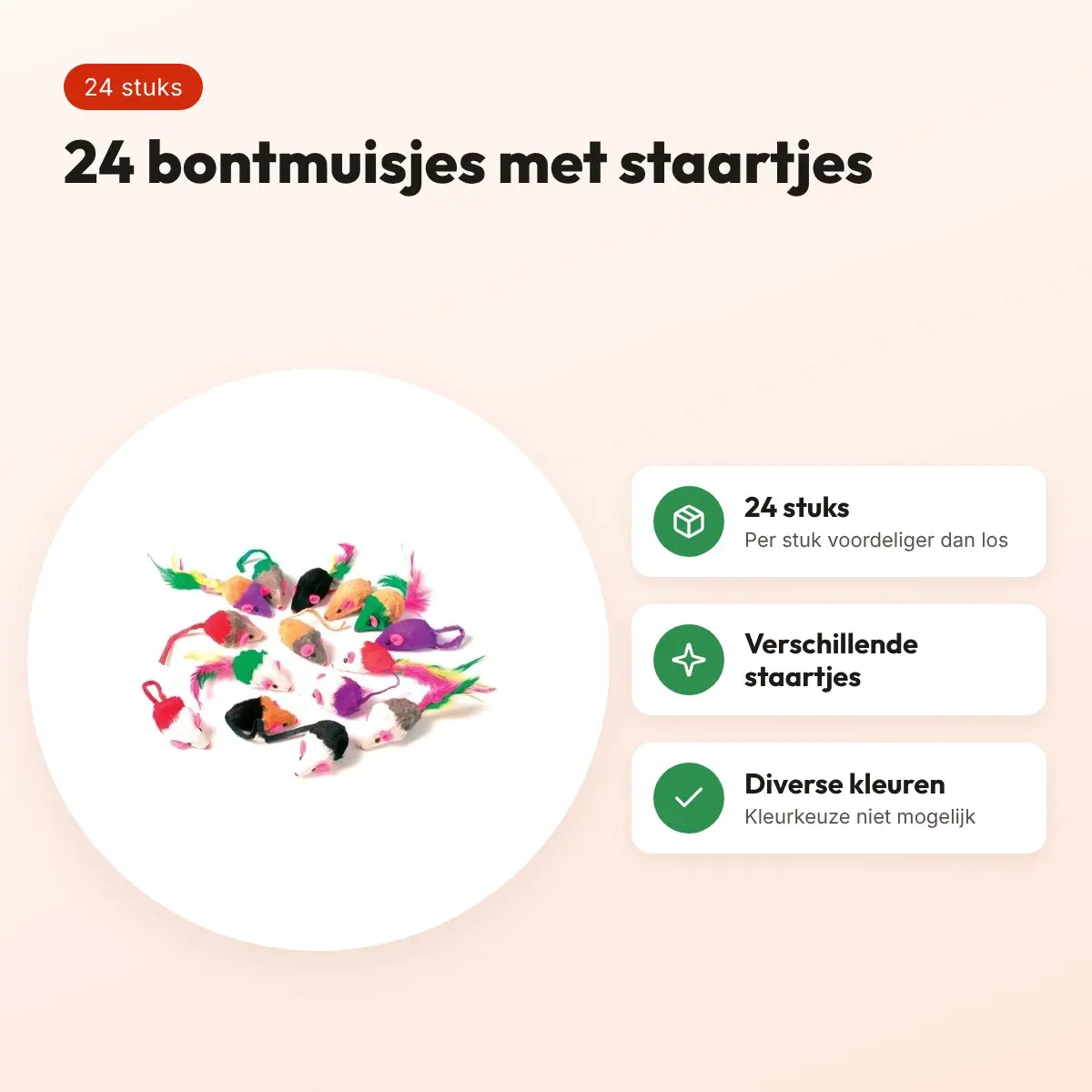Zolux kattenspeelgoed bontmuisjes assorti – 24 stuks – voordelen