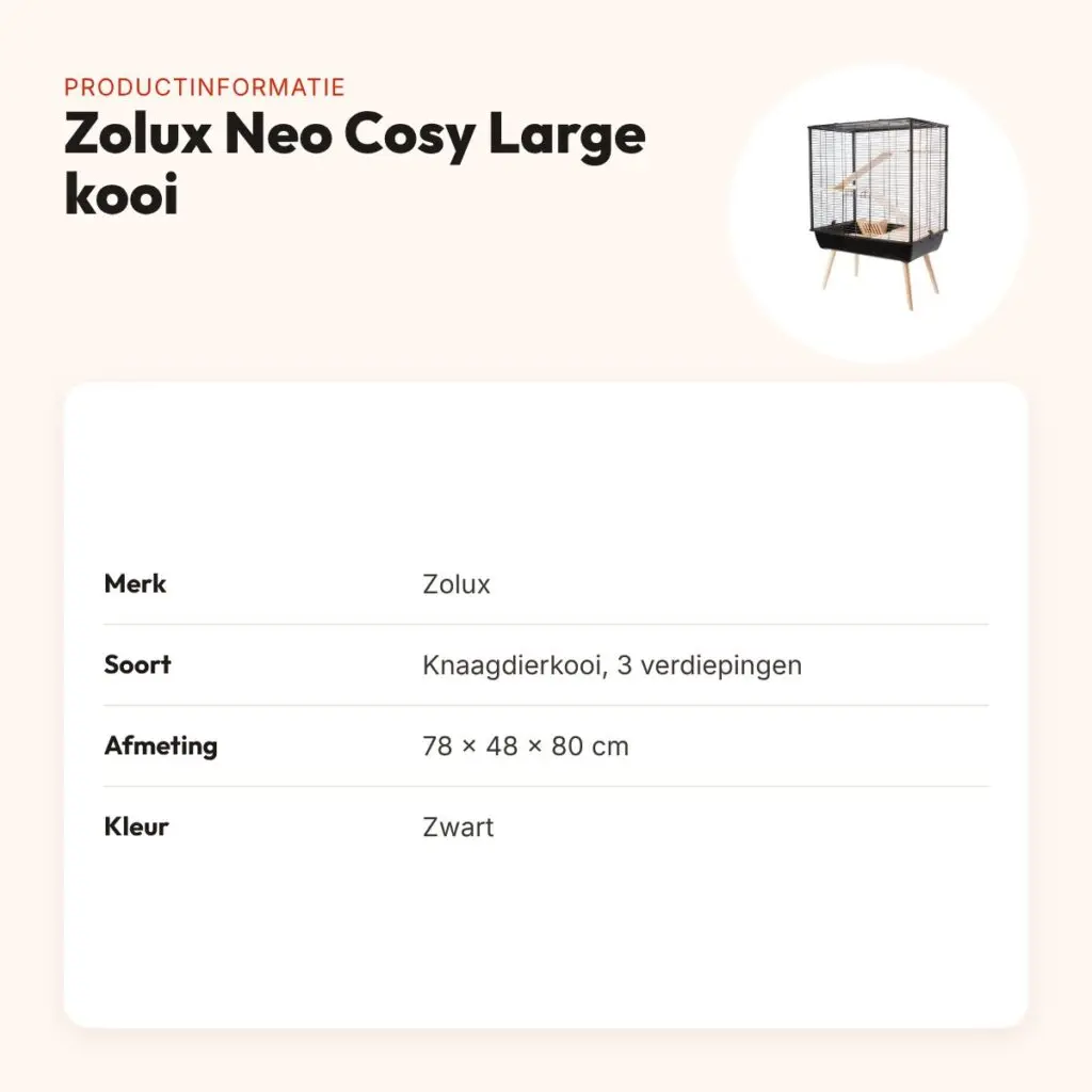 Zolux knaagdierkooi Neo Cosy Large zwart 78 x 48 x 80 cm – 3 verdiepingen – productinformatie