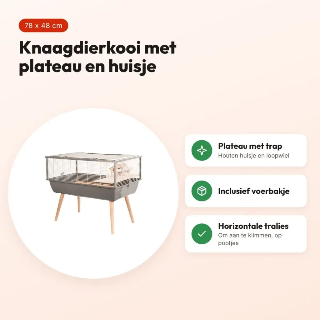 Zolux knaagdierkooi Neo Nigha grijs 78 x 48 x 64 cm – plateau, huisje – voordelen