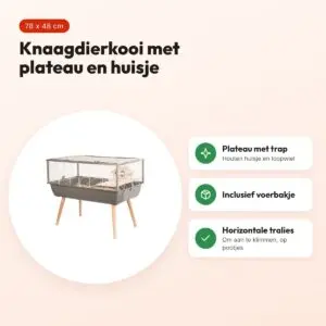 Zolux knaagdierkooi Neo Nigha grijs 78 x 48 x 64 cm – plateau, huisje – voordelen