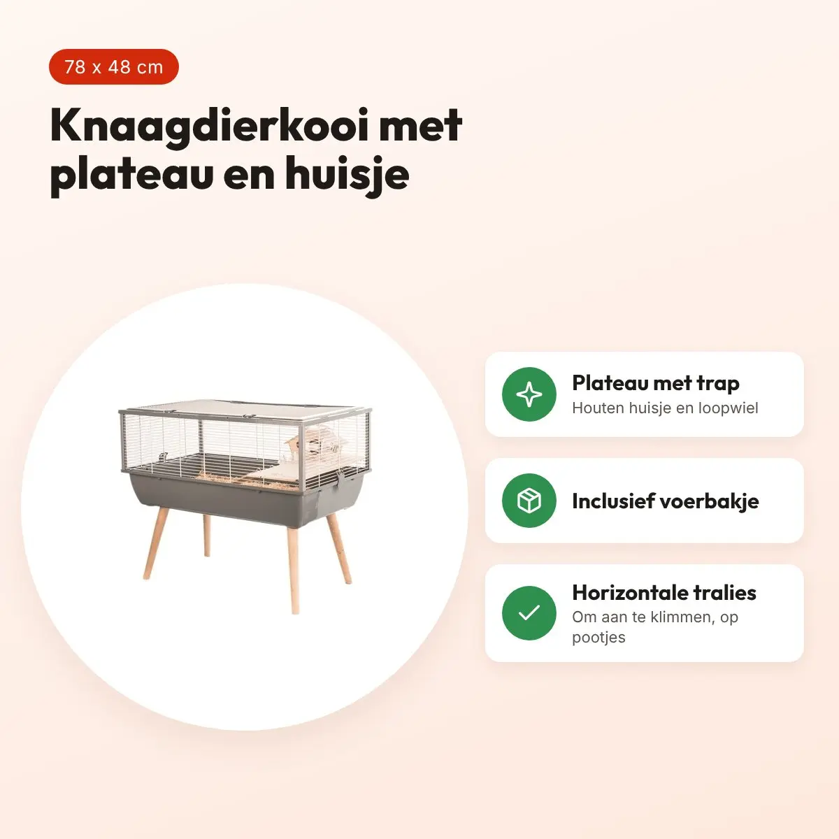 Zolux knaagdierkooi Neo Nigha grijs 78 x 48 x 64 cm – plateau, huisje – voordelen