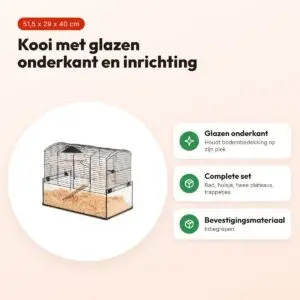 Zolux knaagdierkooi Neo Panas zwart 51,5 x 29 x 40 cm – glazen onderkant – voordelen