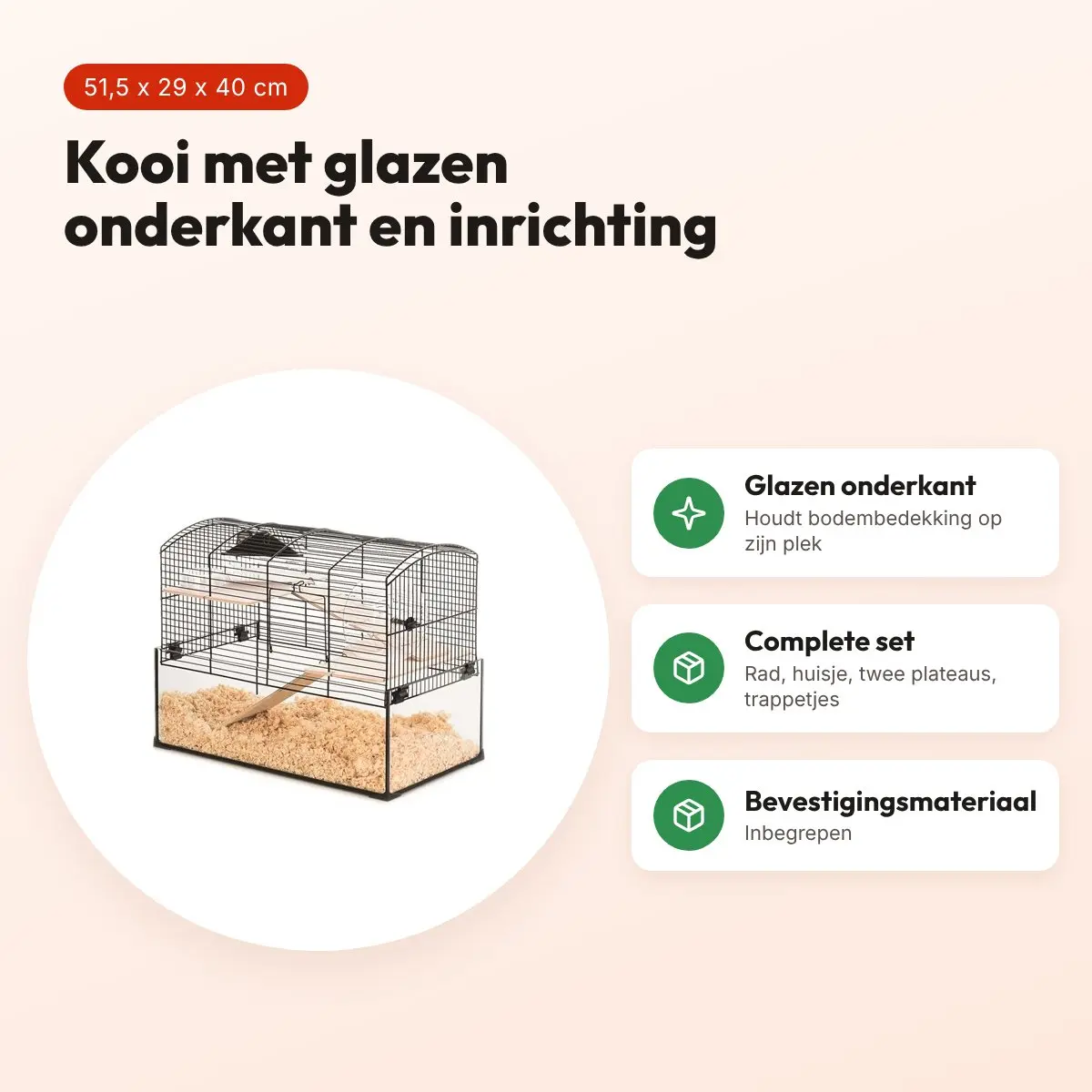Zolux knaagdierkooi Neo Panas zwart 51,5 x 29 x 40 cm – glazen onderkant – voordelen