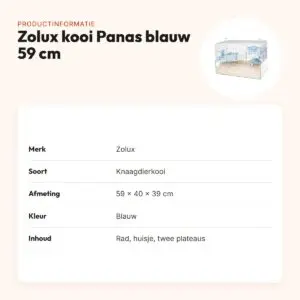 Zolux knaagdierkooi Panas blauw 59 x 40 x 39 cm – glazen onderkant – productinformatie