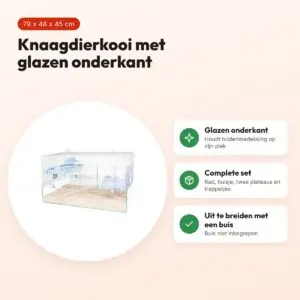 Zolux knaagdierkooi Panas blauw 79 x 48 x 45 cm – glazen onderkant – voordelen