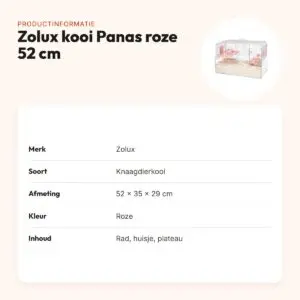 Zolux knaagdierkooi Panas roze 52 x 35 x 29 cm – glazen onderkant – productinformatie
