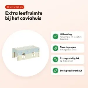 Zolux knaaghuis Cosy cavia uitbreiding hout 38 x 21 x 16,5 cm – voordelen