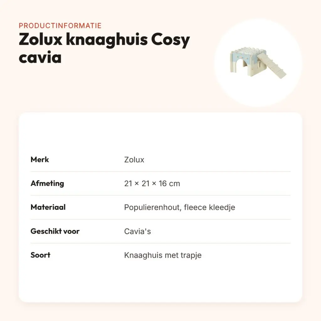 Zolux knaaghuis Cosy cavia van populierenhout 21 x 21 x 16 cm – productinformatie
