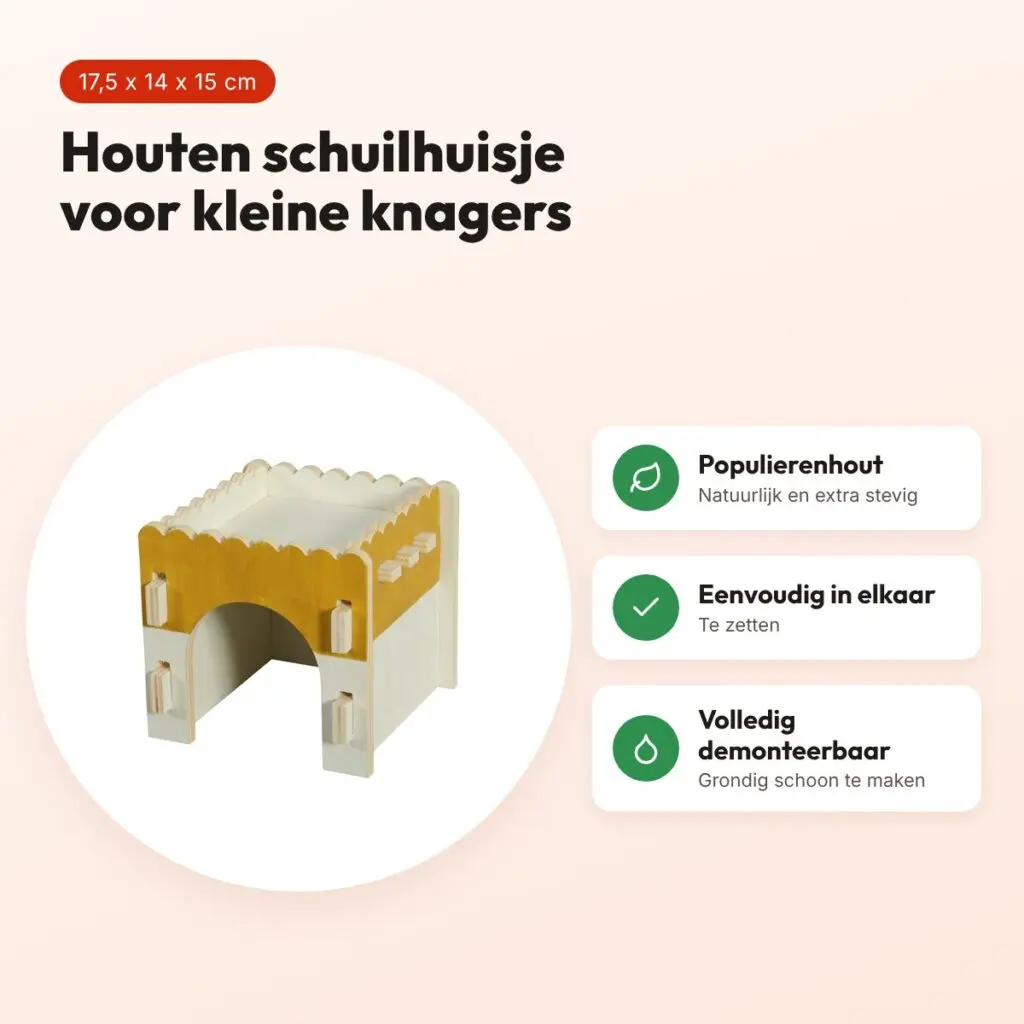 Zolux knaaghuis Cosy hamster/rat/muis van hout 17,5 x 14 x 15 cm – voordelen