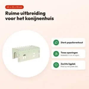Zolux knaaghuis Cosy konijn uitbreiding hout 45 x 25 x 20 cm – voordelen