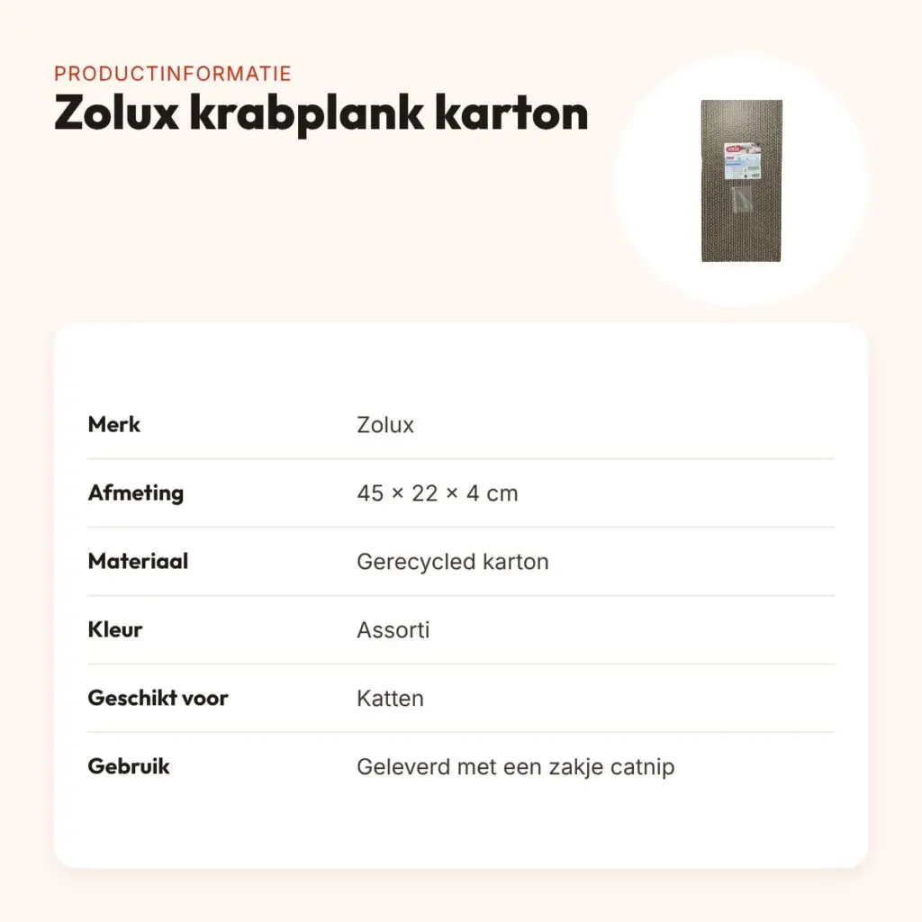 Zolux krabplank van karton assorti 45 x 22 x 4 cm – met catnip – productinformatie