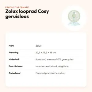 Zolux looprad Cosy geruisloos op standaard 20,5 x 16,5 x 13 cm – productinformatie