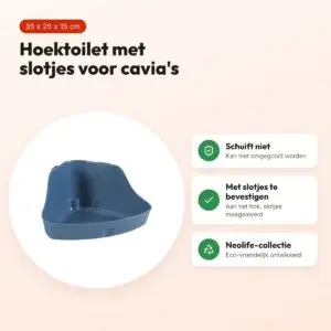 Zolux Neolife hoektoilet cavia blauw 35 x 25 x 15 cm – met slotjes – voordelen
