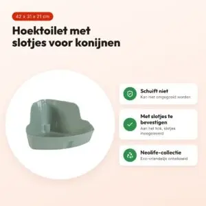 Zolux Neolife hoektoilet konijn groen 42 x 31 x 21 cm – met slotjes – voordelen
