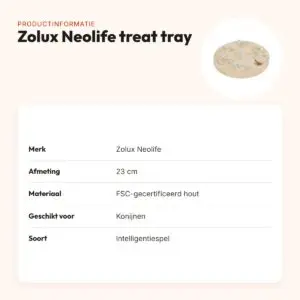 Zolux Neolife treat tray konijn hout 23 cm – intelligentiespel – productinformatie