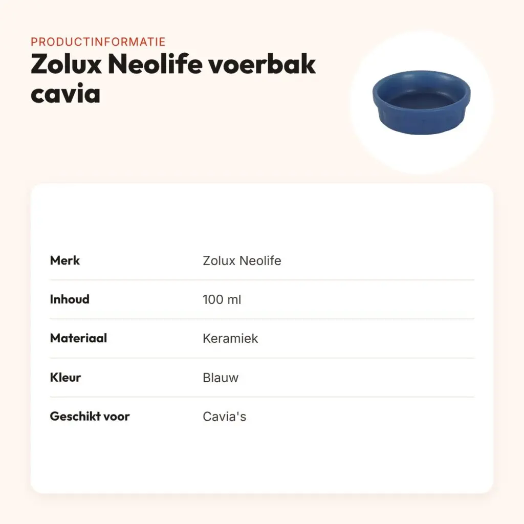Zolux Neolife voerbak cavia keramiek blauw 100 ml – productinformatie
