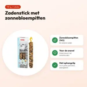 Zolux Nutrimeal stick grote parkiet/papegaai zonnebloempit 110 g – voordelen