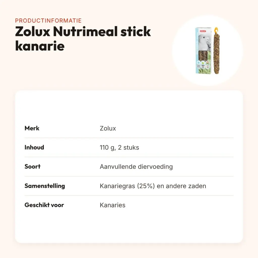 Zolux Nutrimeal stick kanarie kanariezaad 110 g – 2 stuks – productinformatie
