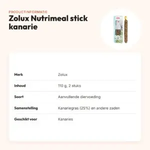 Zolux Nutrimeal stick kanarie kanariezaad 110 g – 2 stuks – productinformatie