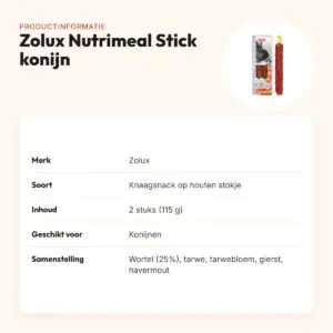 Zolux Nutrimeal Stick konijn wortel 2 stuks (115 g) – knaagsnack – productinformatie