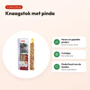 Zolux Nutrimeal Stick rat en muis pinda 2 stuks (125 g) – knaagsnack – voordelen