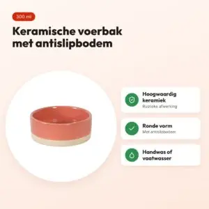 Zolux Olaria voerbak kat keramiek terra 300 ml – 12 cm – voordelen