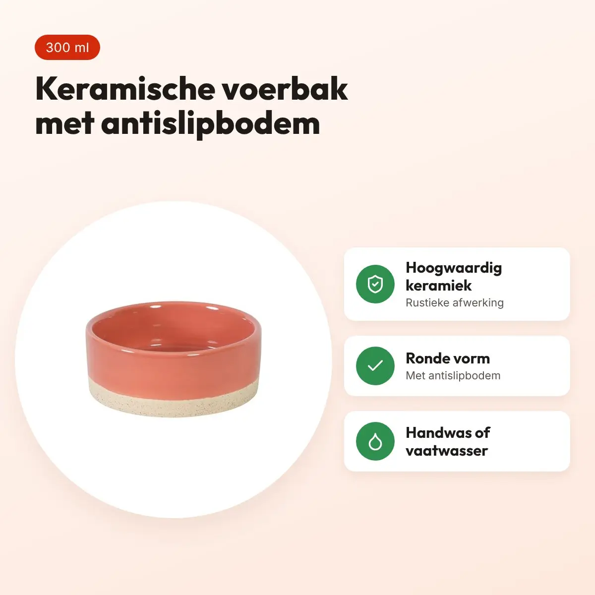 Zolux Olaria voerbak kat keramiek terra 300 ml – 12 cm – voordelen