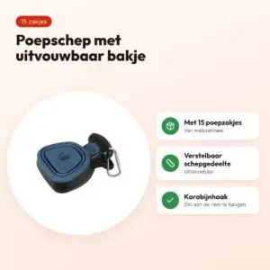 Zolux poepschep met 15 poepzakjes blauw 13,5 x 10,5 x 5 cm – voordelen