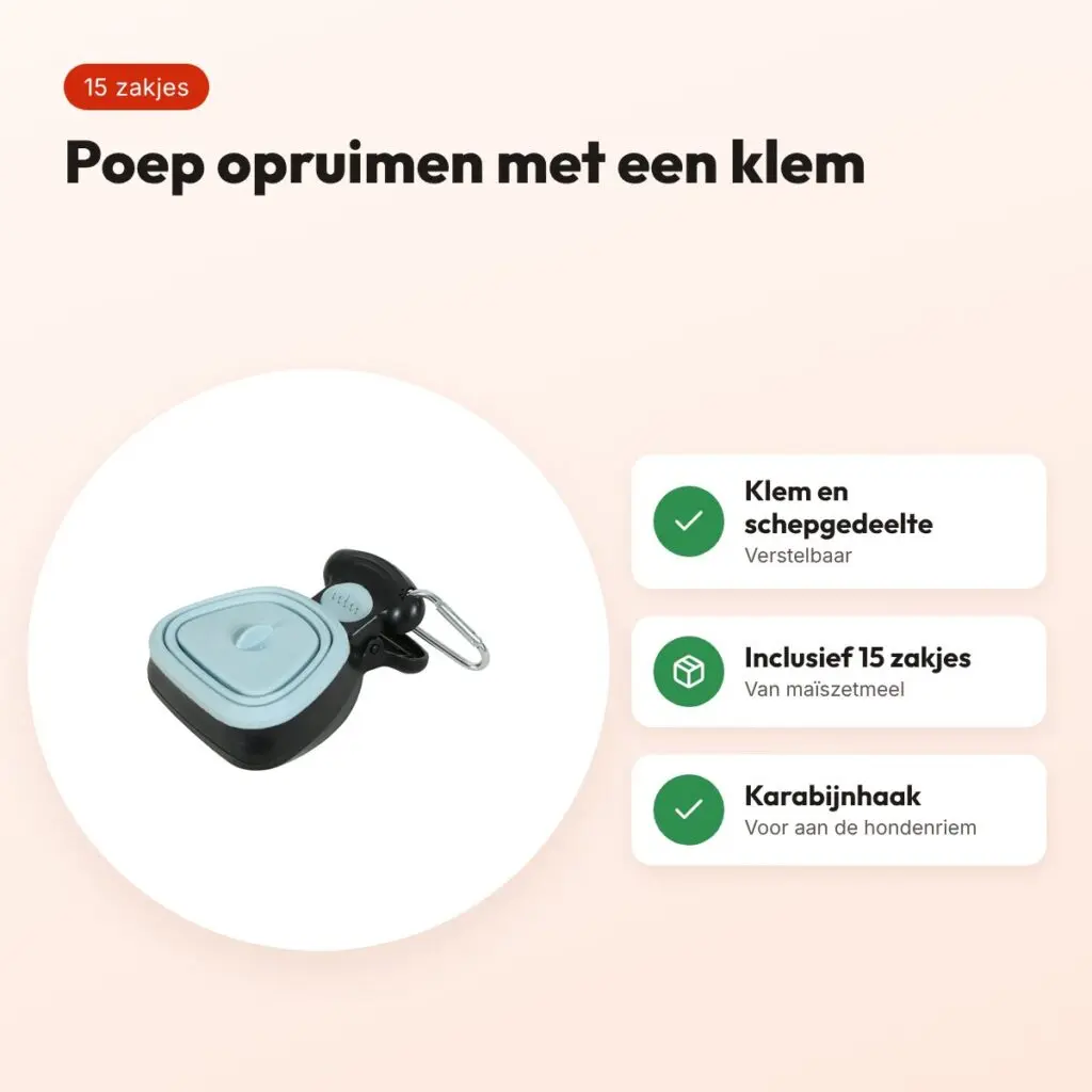 Zolux poepschep met 15 poepzakjes lichtblauw 13,5 x 10,5 x 5 cm – voordelen