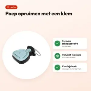 Zolux poepschep met 15 poepzakjes lichtblauw 13,5 x 10,5 x 5 cm – voordelen