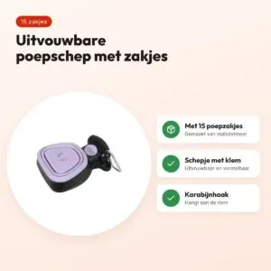 Zolux poepschep met 15 poepzakjes paars 13,5 x 10,5 x 5 cm – voordelen