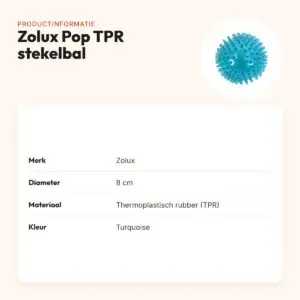 Zolux Pop TPR stekelbal turquoise 8 cm – hondenspeelgoed – productinformatie