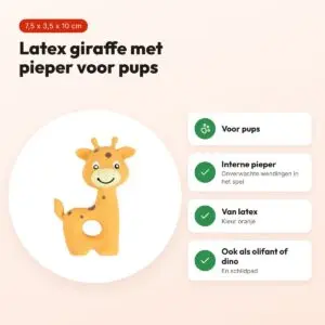 Zolux puppyspeelgoed latex giraffe oranje 7,5 x 3,5 x 10 cm – met pieper – voordelen