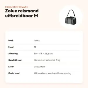 Zolux reismand hond/kat uitbreidbaar M 50 x 43 x 26,5 cm – tot 6 kg – productinformatie