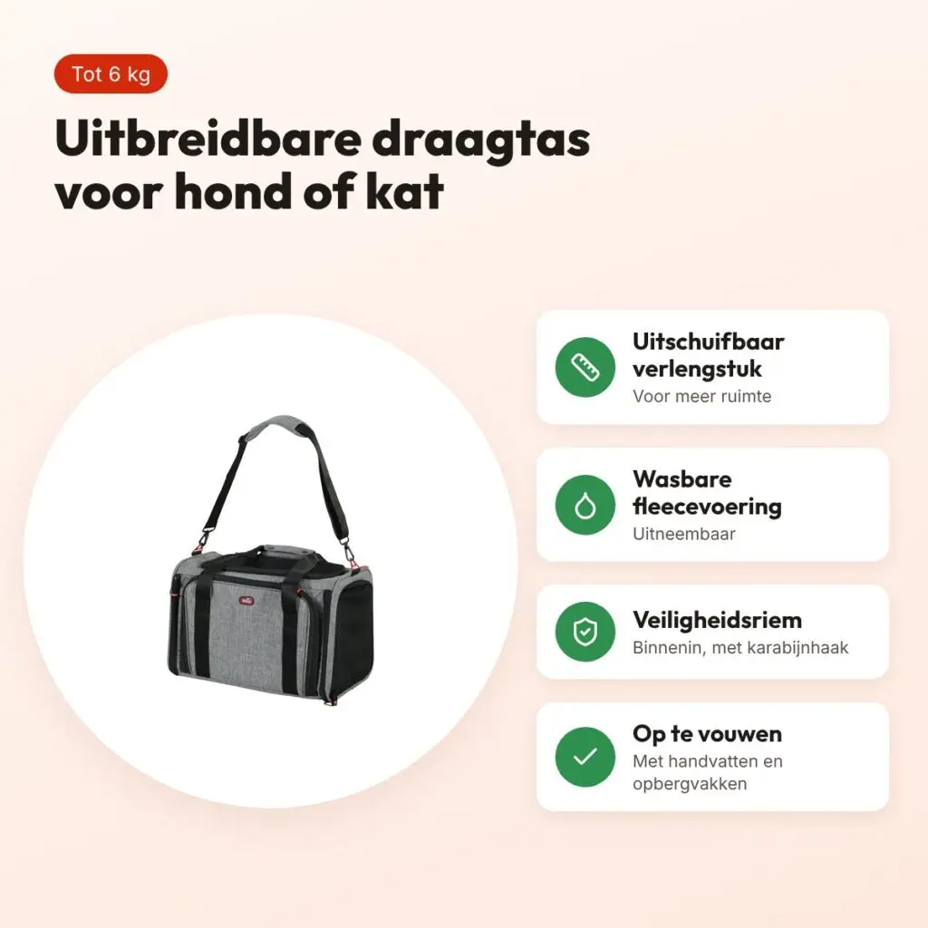 Zolux reismand hond/kat uitbreidbaar M 50 x 43 x 26,5 cm – tot 6 kg – voordelen