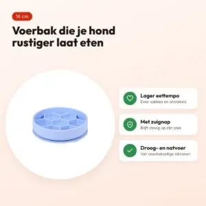 Zolux slow feed hondenvoerbak blauw 16 x 16 x 4,3 cm – zuignap – voordelen