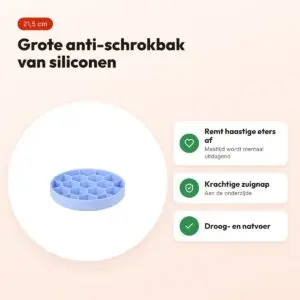 Zolux slow feed hondenvoerbak blauw 21,5 x 21,5 x 4,5 cm – zuignap – voordelen