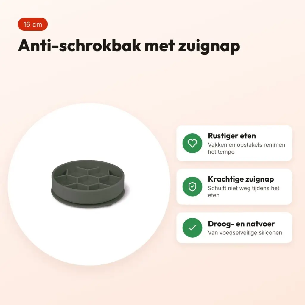 Zolux slow feed hondenvoerbak grijs 16 x 16 x 4,5 cm – zuignap – voordelen