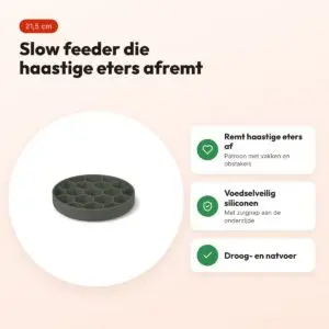 Zolux slow feed hondenvoerbak grijs 21,5 x 21,5 x 4,5 cm – zuignap – voordelen