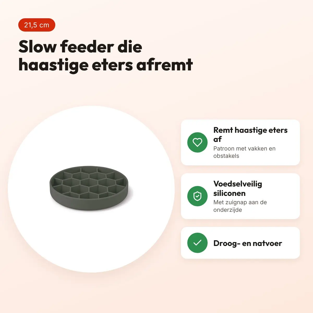 Zolux slow feed hondenvoerbak grijs 21,5 x 21,5 x 4,5 cm – zuignap – voordelen