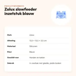 Zolux slowfeeder inzetstuk voor voerbak siliconen blauw 13,5 x 13,5 cm – productinformatie