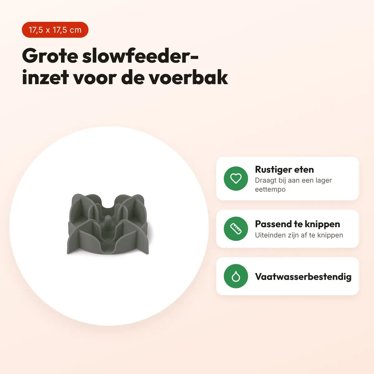 Zolux slowfeeder inzetstuk voor voerbak siliconen grijs 17,5 x 17,5 cm – voordelen