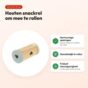 Zolux snack roller Cosy van hout 12,5 x 6 x 6 cm – voor knaagdieren – voordelen