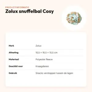 Zolux snuffelbal Cosy fleece 10,5 cm – voor knaagdieren – productinformatie