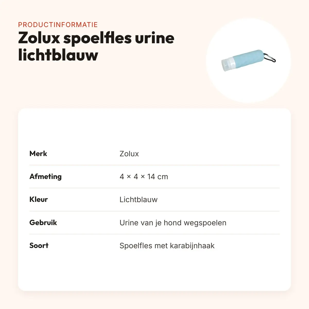 Zolux spoelfles voor hondenurine lichtblauw 4 x 4 x 14 cm – productinformatie