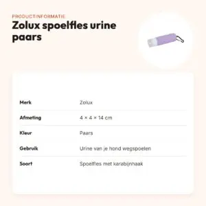 Zolux spoelfles voor hondenurine paars 4 x 4 x 14 cm – met karabijnhaak – productinformatie