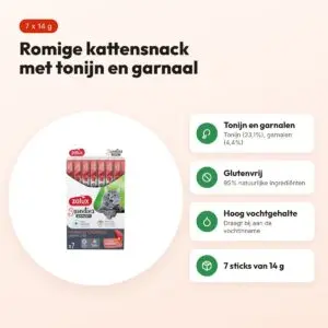 Zolux Sweeties Expert Creamy Stick tonijn/garnaal 7 x 14 g – kattensnack – voordelen